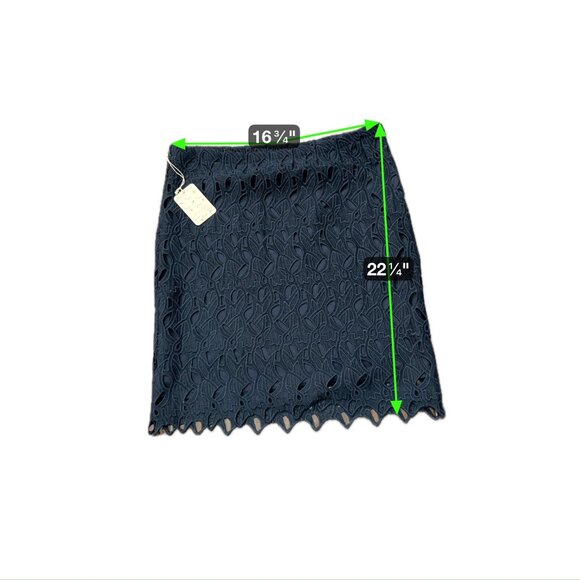 Lucy & Laurel Navy Blue Lace Floral Cutout DesignLined Skirt Size 10 Elegant NWT - Picture 6 of 9